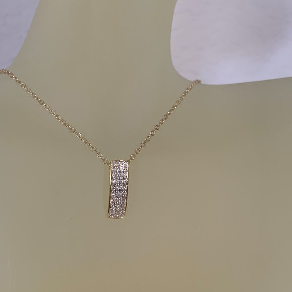 NWOT Gold Tone Pave CZ Pendant + Chain - Picture 2 of 7